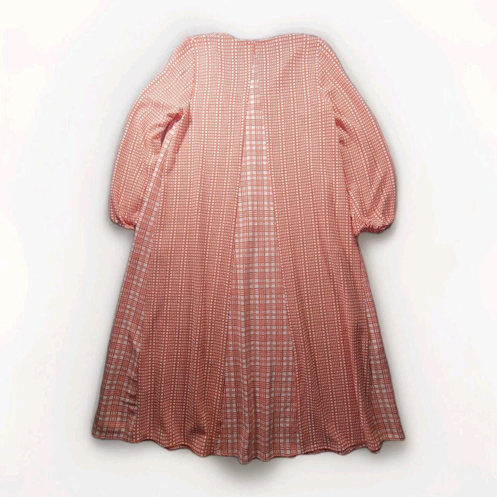 Stine Goya M Leila Maxi Dress V Neck Plaid Long Sleeve Orange - Picture 2 of 15